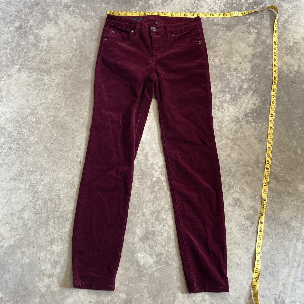 KUT from the Kloth Diana Womens Size 2 Burgundy Velvet Skinny Mid Rise Pants